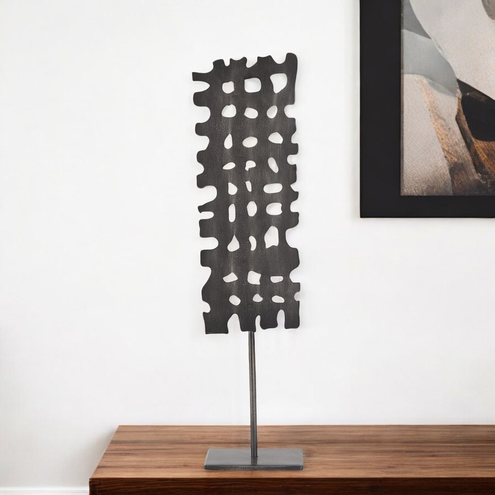 21" Gray Metal Tabletop Sculpture