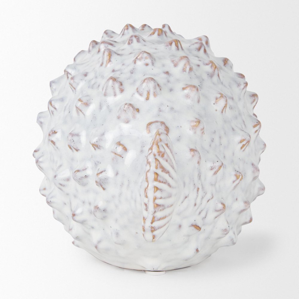 6" White Ceramic Puffer Fish Tabletop Sculpture