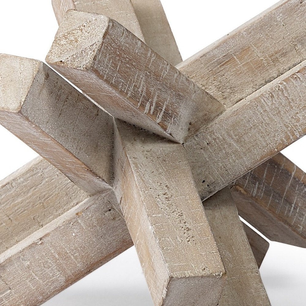 6" Brown Solid Wood Abstract Geometric Tabletop Sculpture