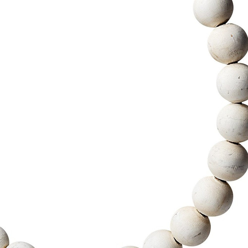 12" White and Gold Wood and Metal Abstract Beaded Tabletop Sculpture