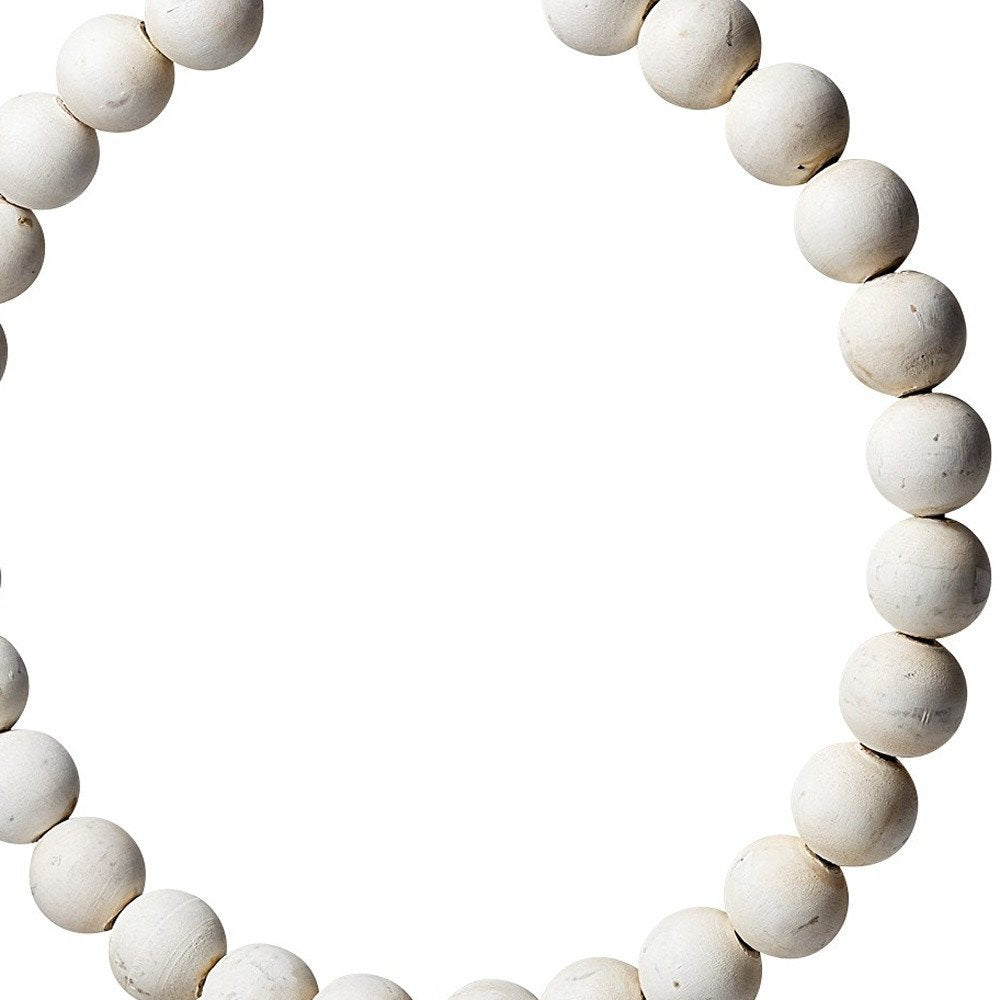 16" White and Gold Wood and Metal Abstract Beaded Tabletop Sculpture