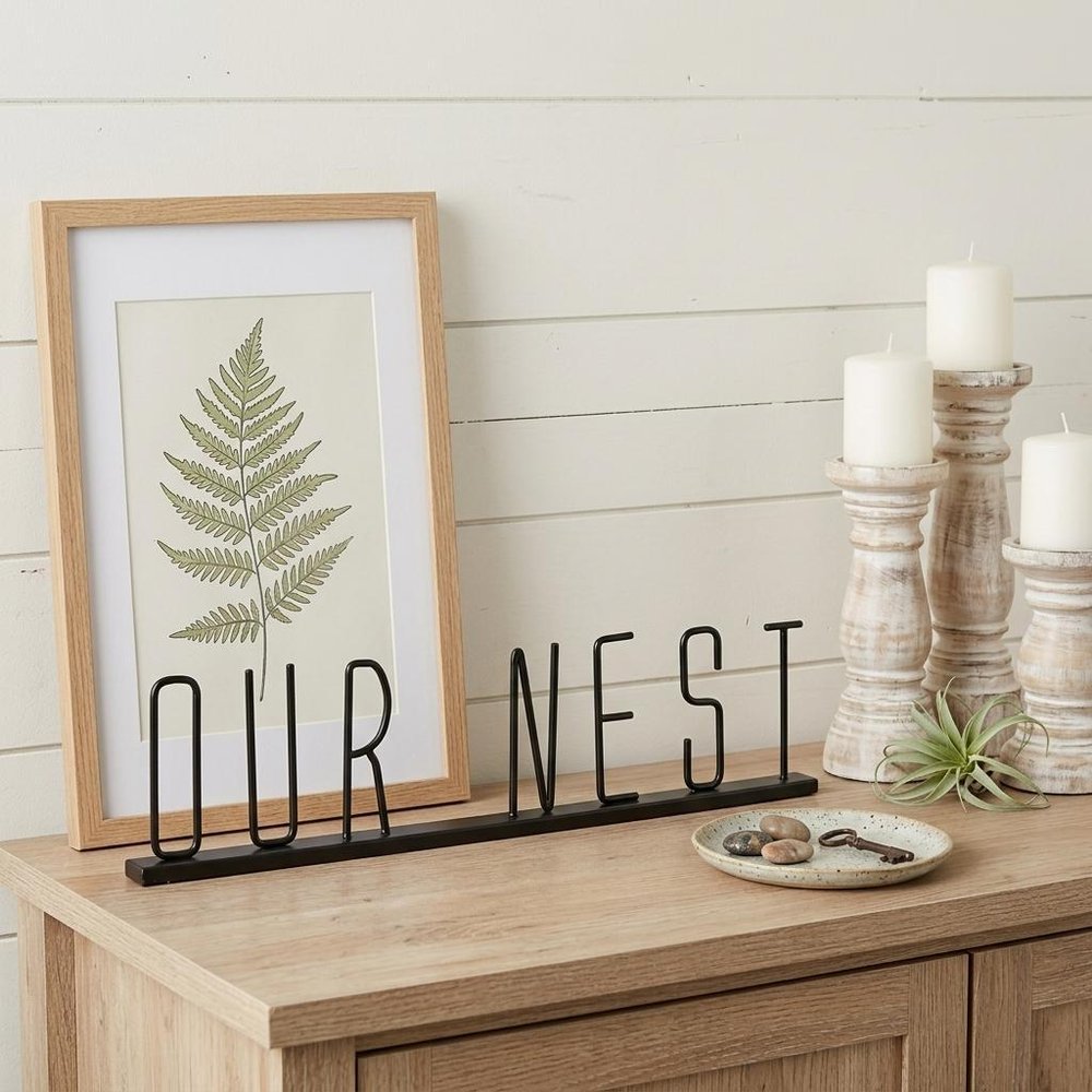 24" Black Metal Our Nest Tabletop Sculpture