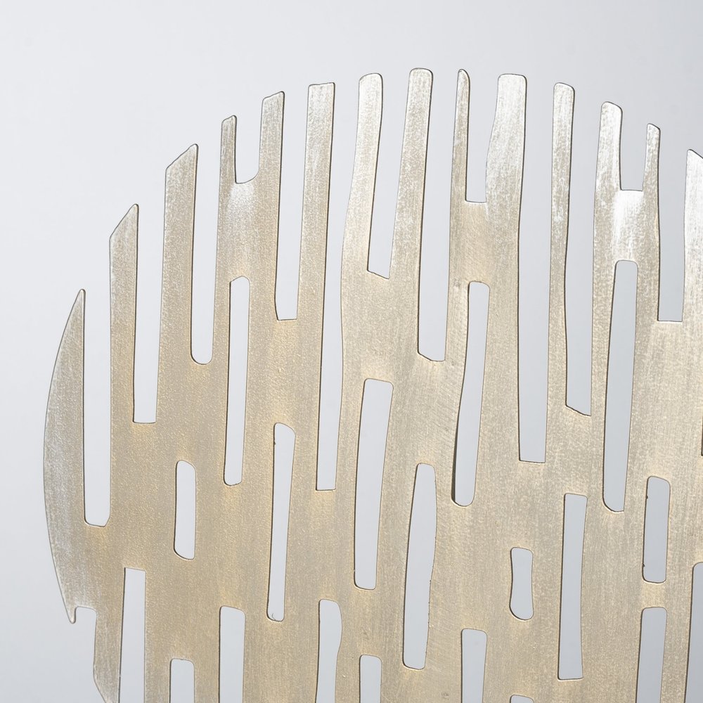 17" Antiqued Gold Round Disc Metal Tabletop Sculpture