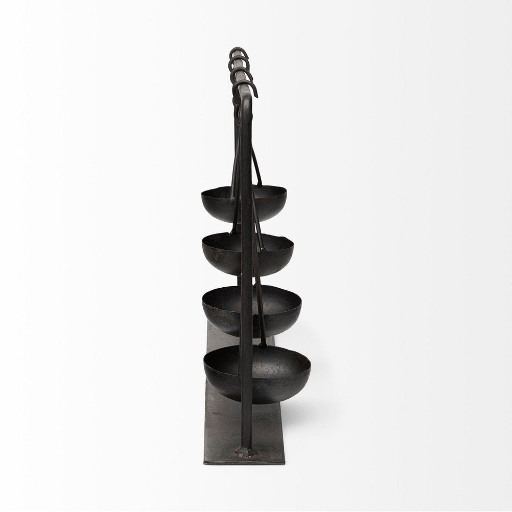 19" Charcoal Metal Vintage Spice Rack Tabletop Sculpture