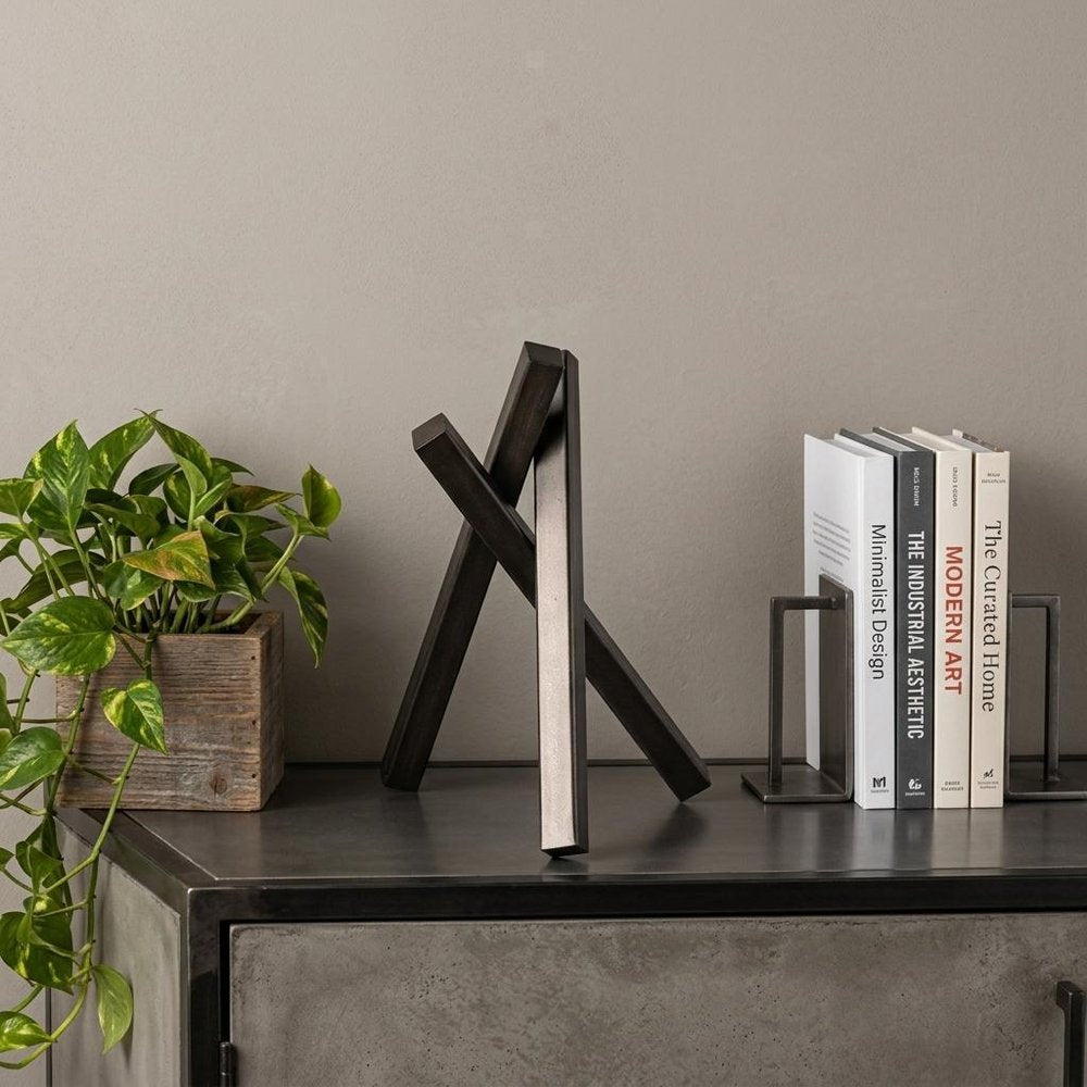 10" Black Metal Abstract Tabletop Sculpture