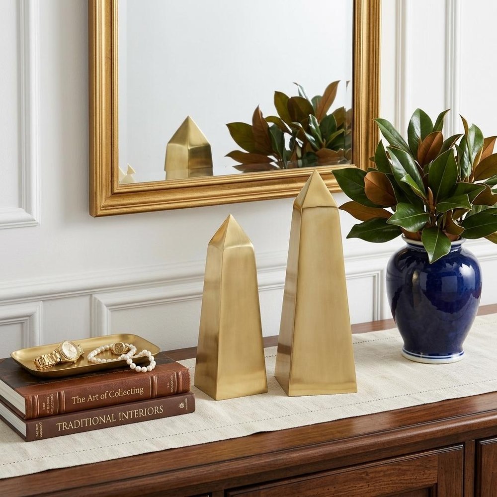 Set of Two 11" Gold Metal Tabletop Sculpture