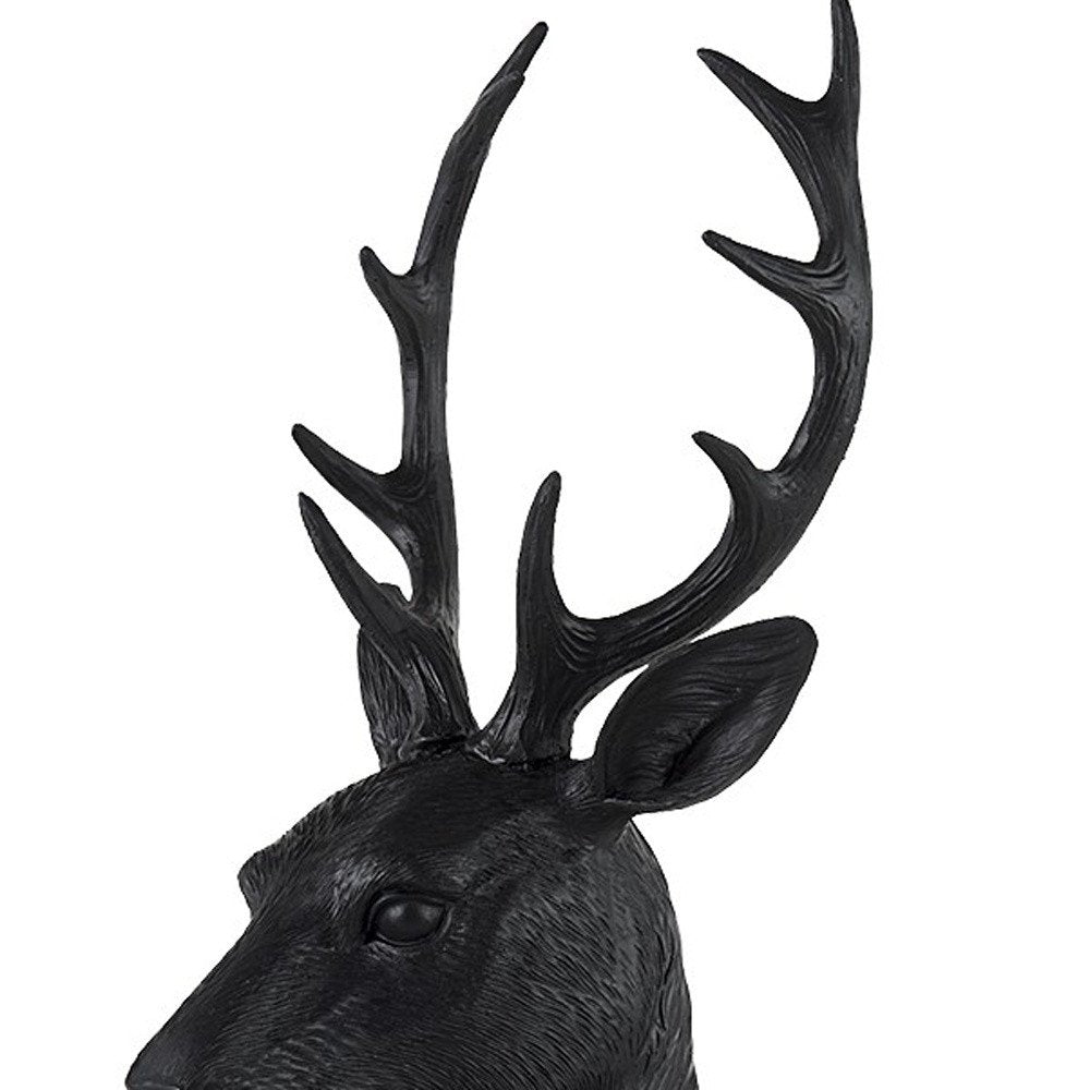 23" Black Polyresin Suited Deer Bust Tabletop Sculpture