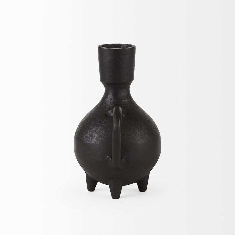 7" Black Ceramic Round Jug Vase