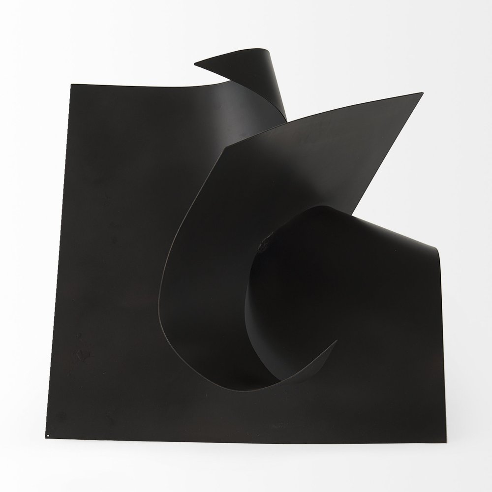 18" Metal Antiqued Black Modern Abstract Sculpture