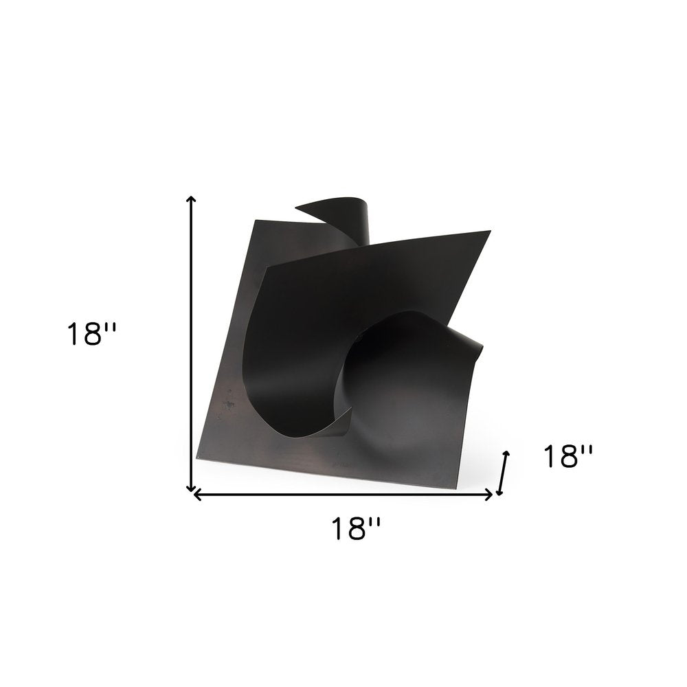18" Metal Antiqued Black Modern Abstract Sculpture