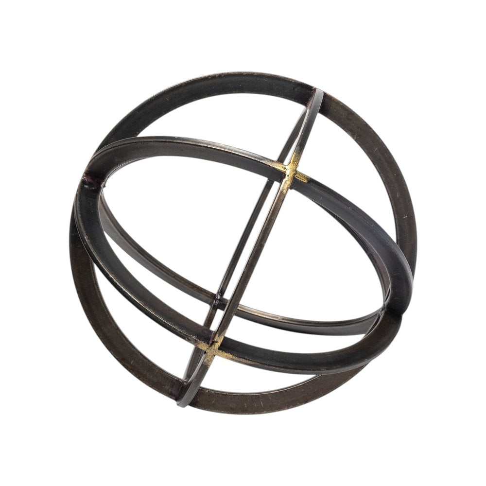 9" Black Metal Round Tabletop Sculpture