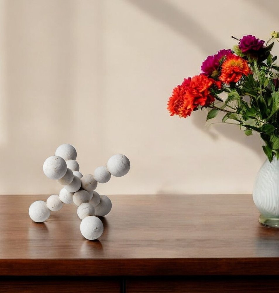 7" Off White Beaded Wooden Decorative Jack