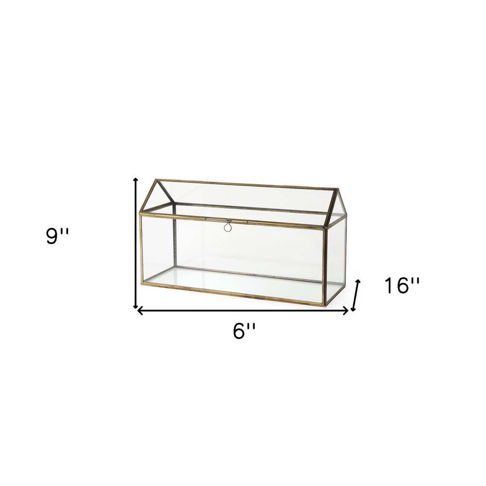 6" Clear And Gold Glass And Metal Box