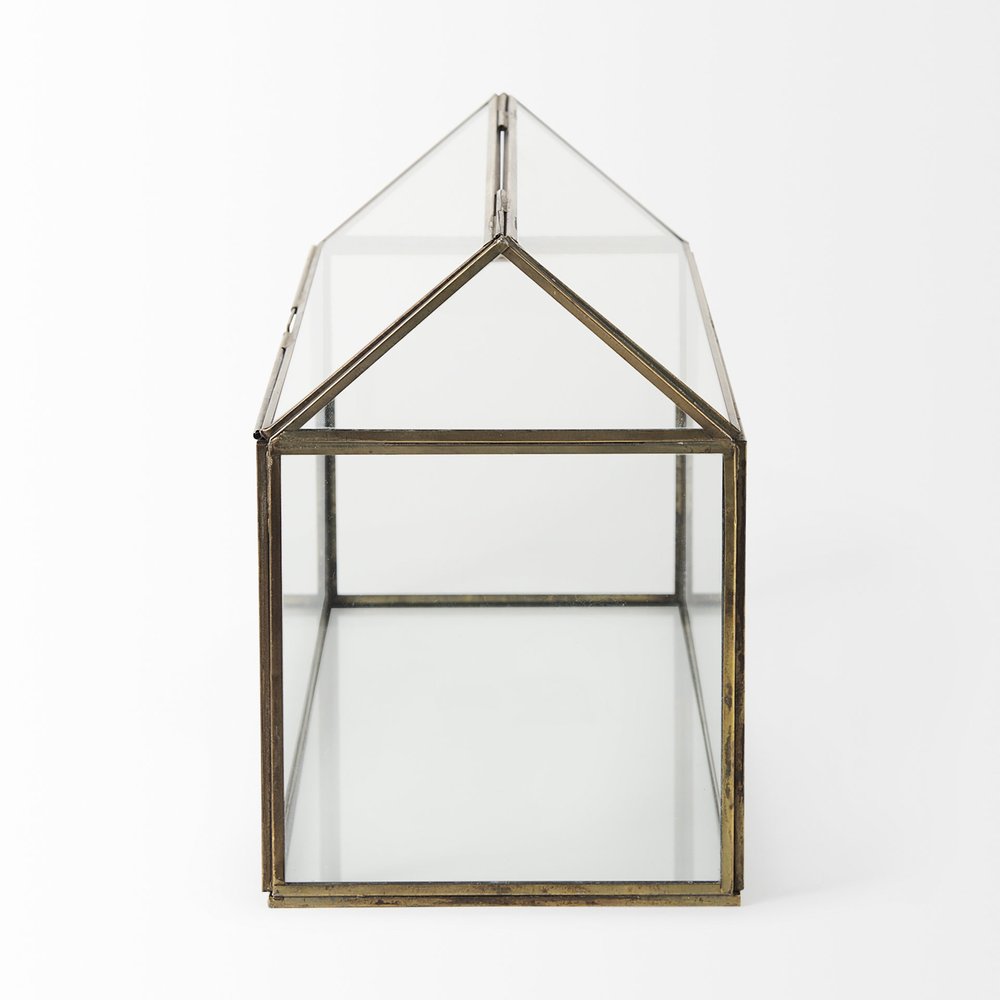 6" Clear And Gold Glass And Metal Box