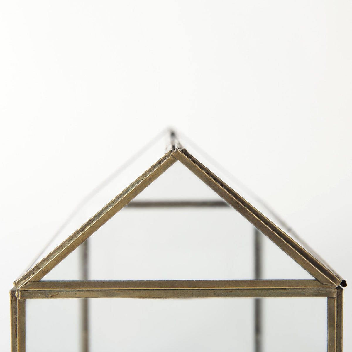 16" Clear And Gold Glass And Metal Terrarium House Organizing Box