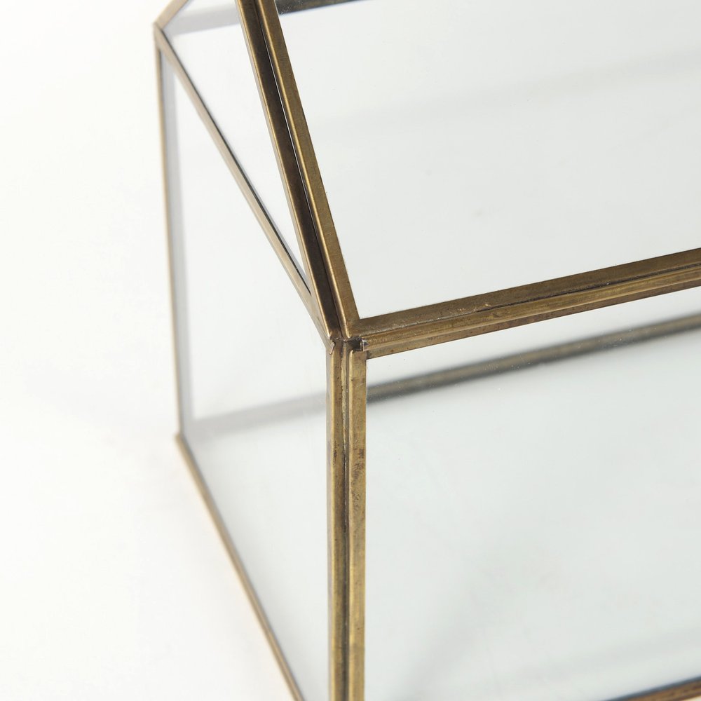 6" Clear And Gold Glass And Metal Box