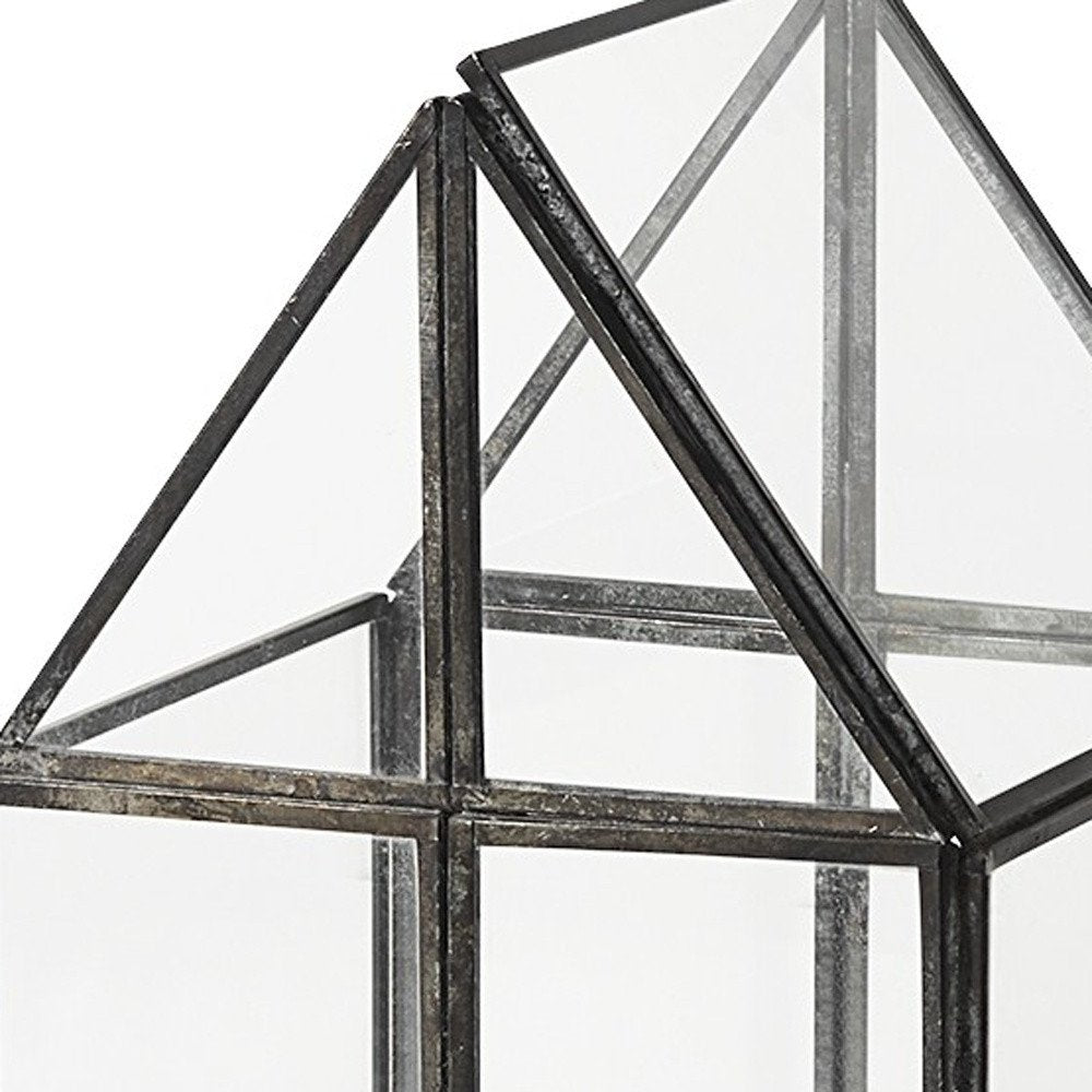 6" Black And Clear Glass And Metal Box