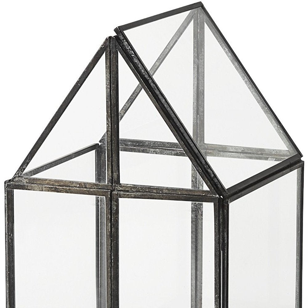 6" Black And Clear Glass And Metal Box