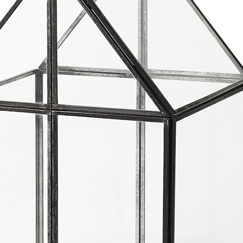 8" Black And Clear Glass And Metal Box