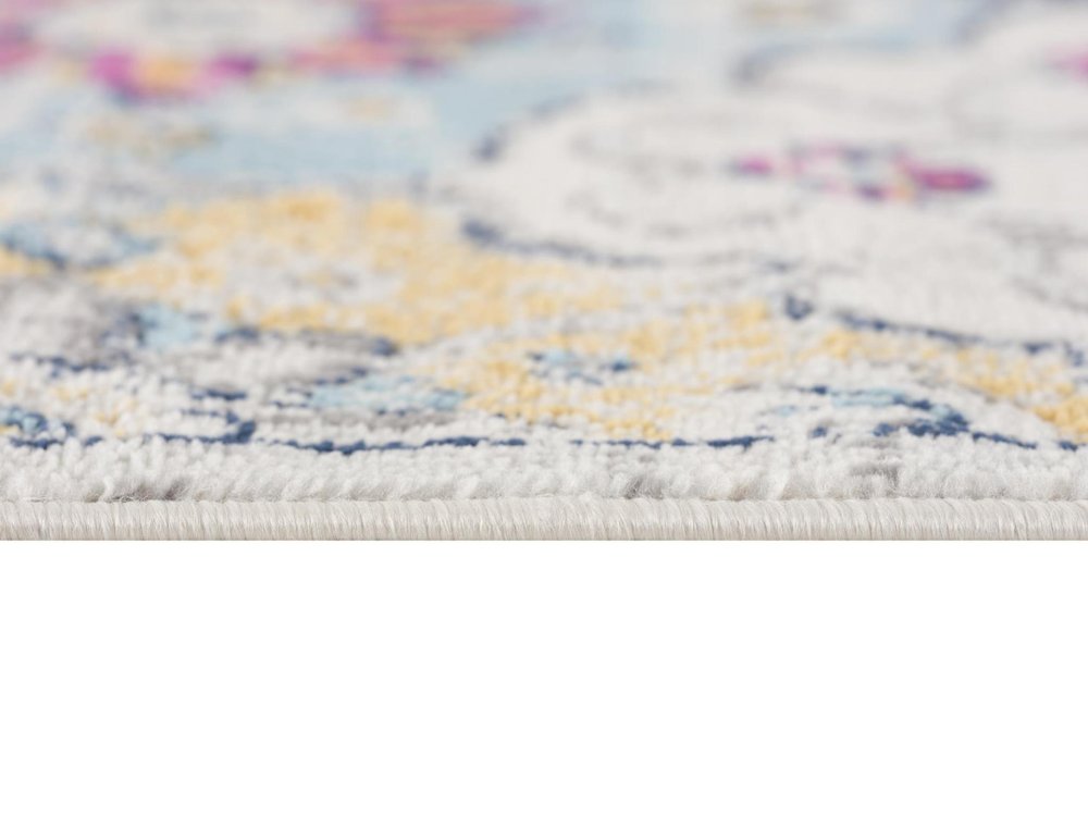 10' Blue And Ivory Floral Runner Rug