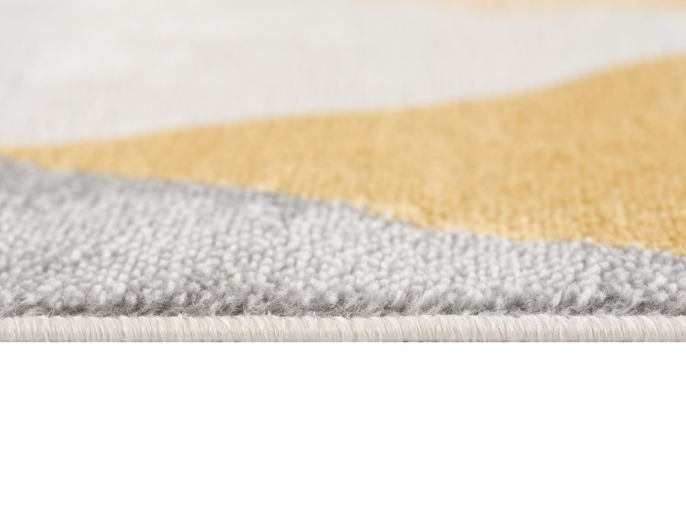 10' Yellow And Ivory Geometric Runner Rug