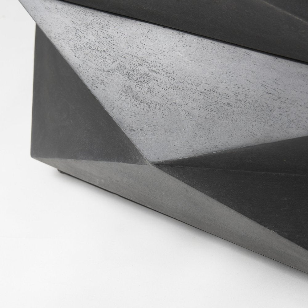 48" Black Wood Octagon Solid Coffee Table