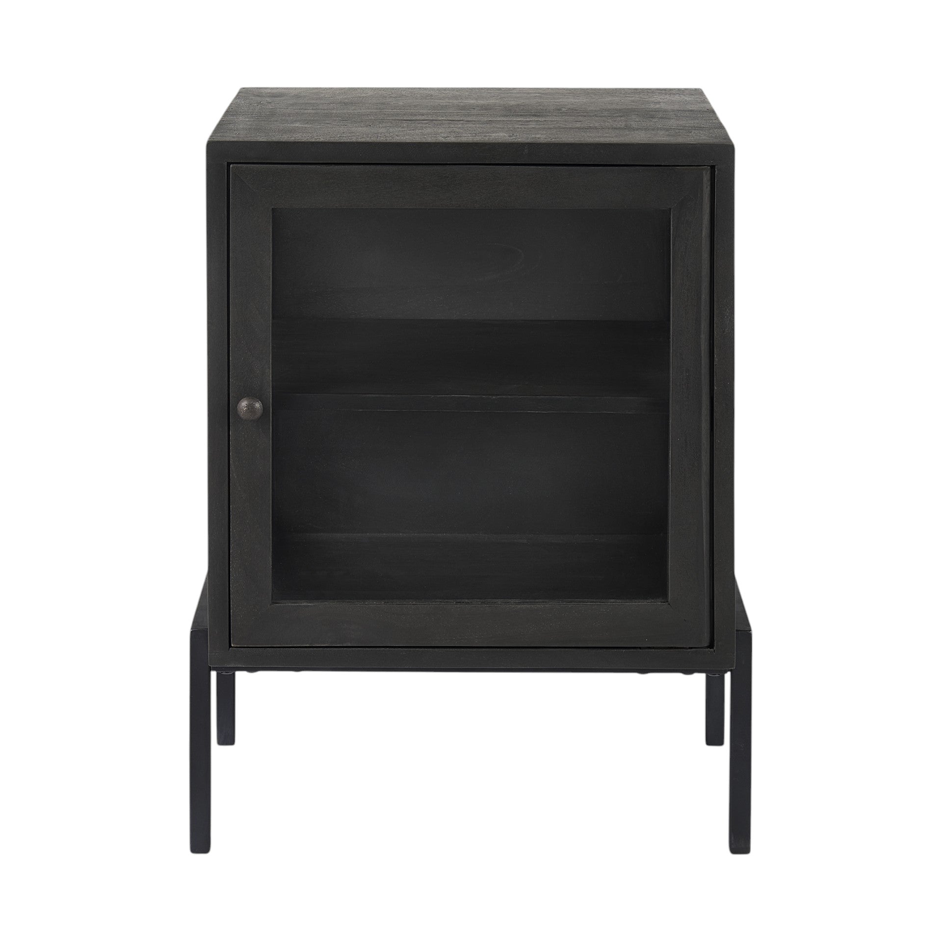 26" Black And Brown Solid Wood Square End Table