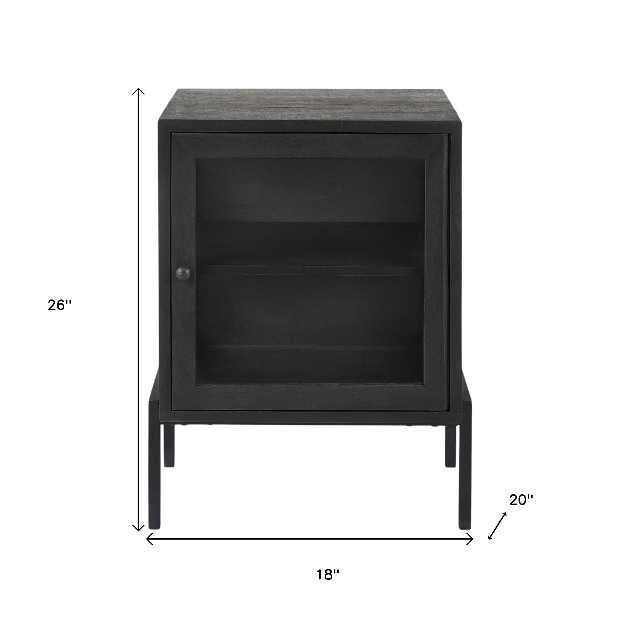 26" Black And Brown Solid Wood Square End Table