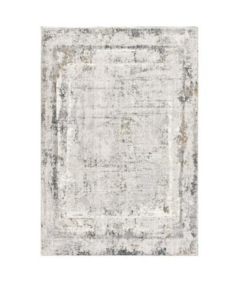 8' X 11' Gray and Ivory Abstract Power Loom Area Rug