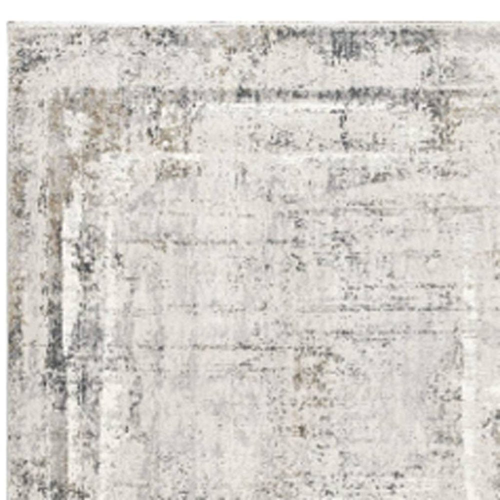8' X 11' Gray and Ivory Abstract Power Loom Area Rug