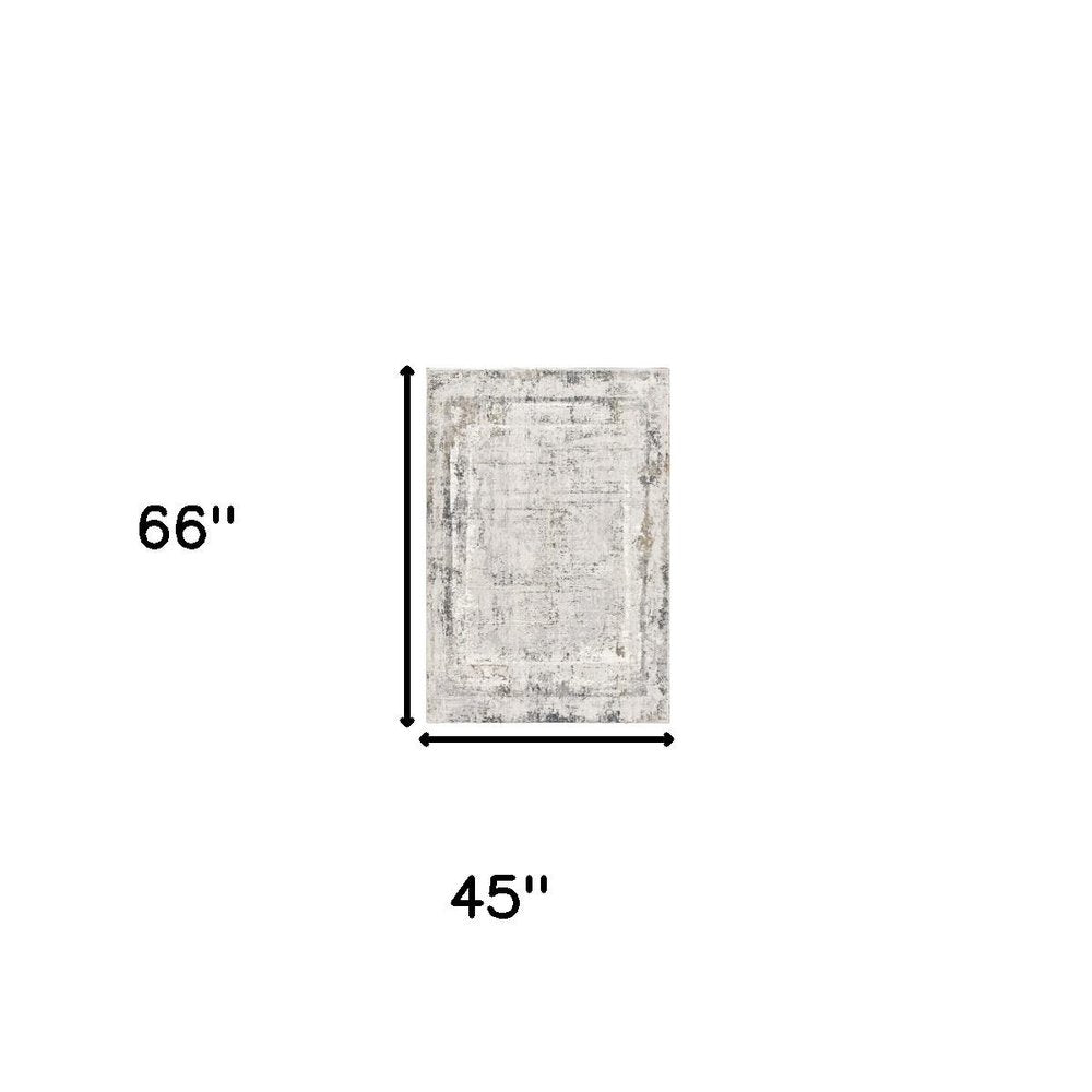 8' X 11' Gray and Ivory Abstract Power Loom Area Rug