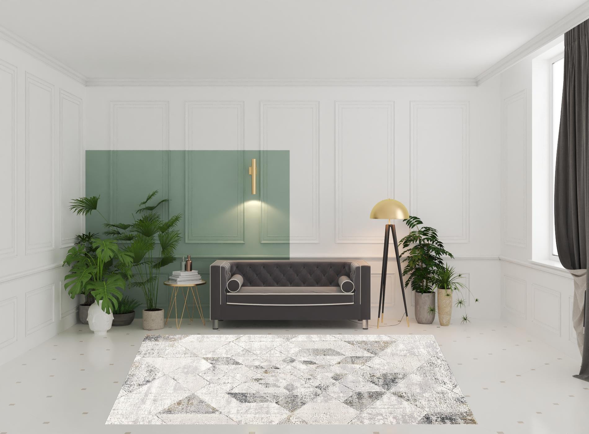 4' X 6' Gray and Ivory Abstract Power Loom Area Rug