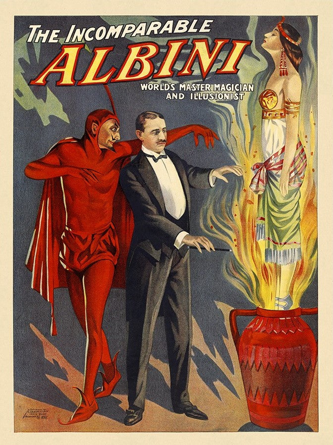 11" X 14" The Incomparable Albini Vintage Magic Poster Wall Art