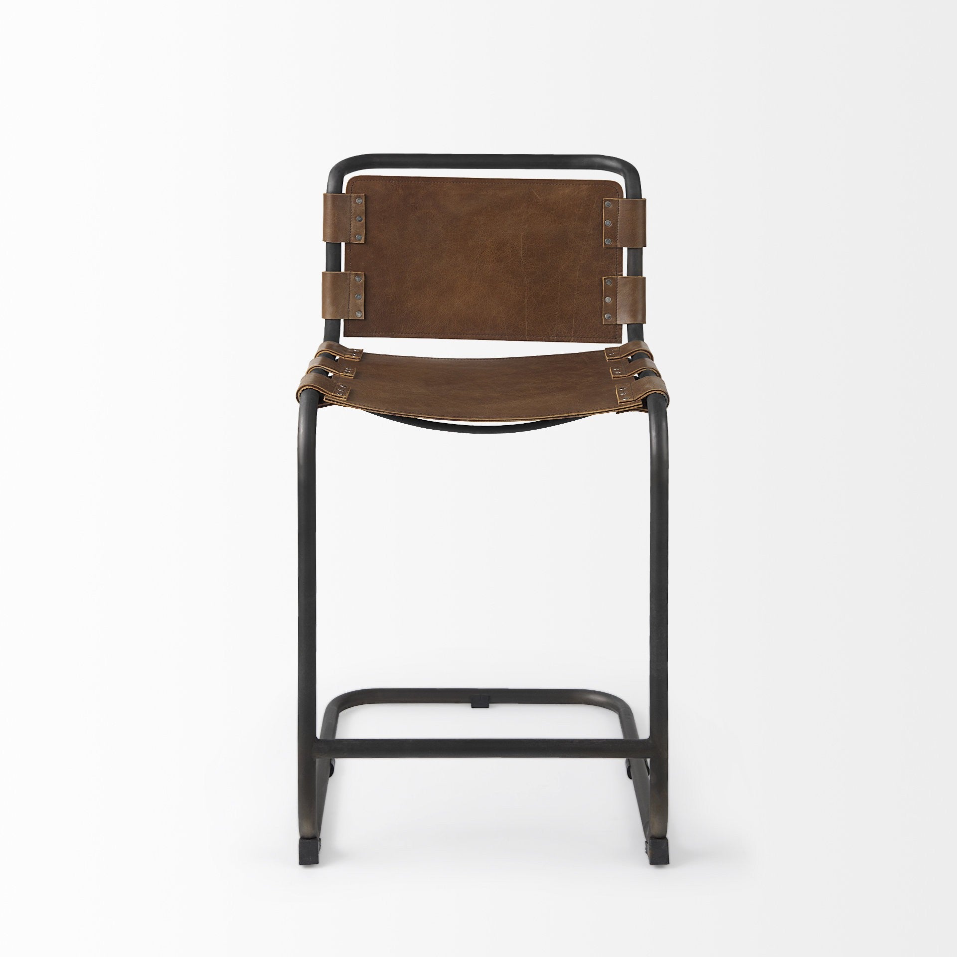 29" Brown And Black Steel Bar Chair