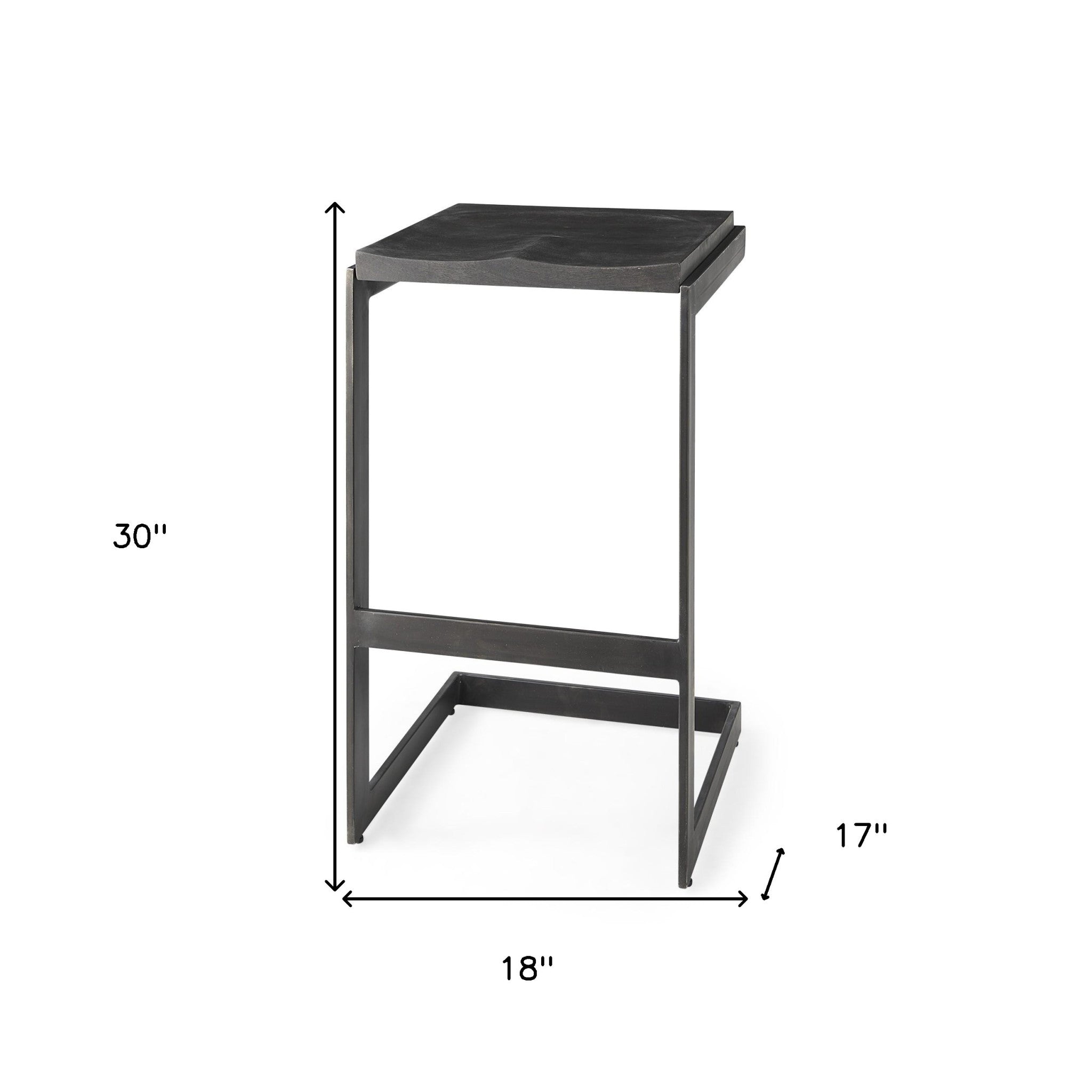 30" Black Wood And Metal Backless Bar Height Bar Chair