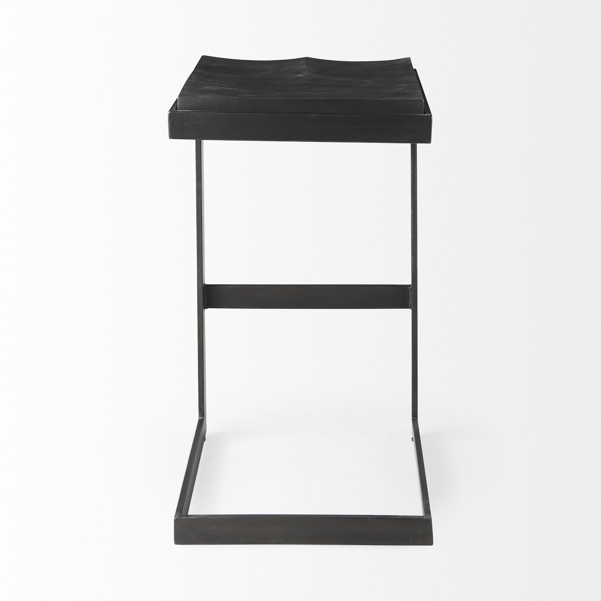 30" Black Wood And Metal Backless Bar Height Bar Chair
