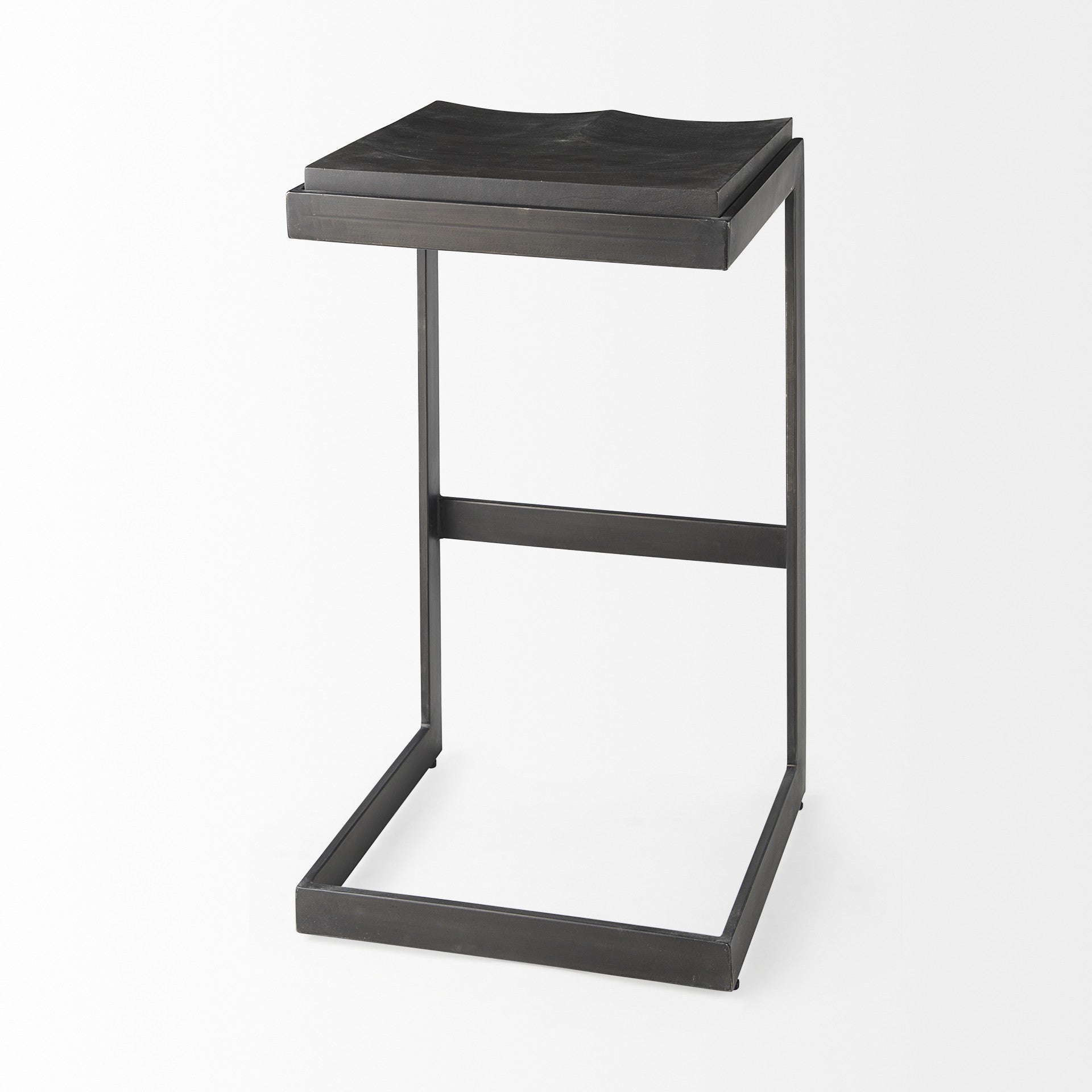 30" Black Wood And Metal Backless Bar Height Bar Chair