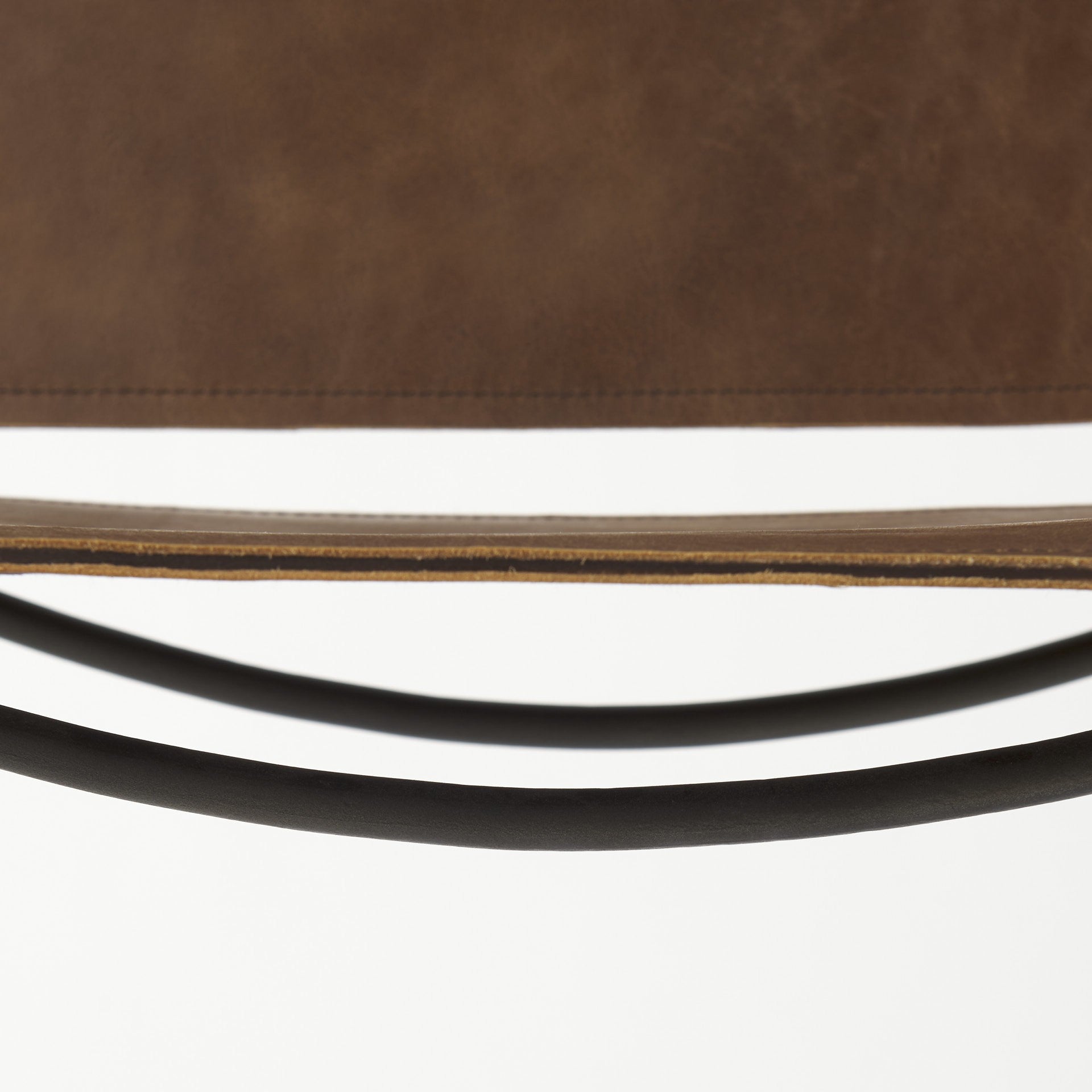 35" Brown And Black Leather And Metal Bar Height Bar Chair
