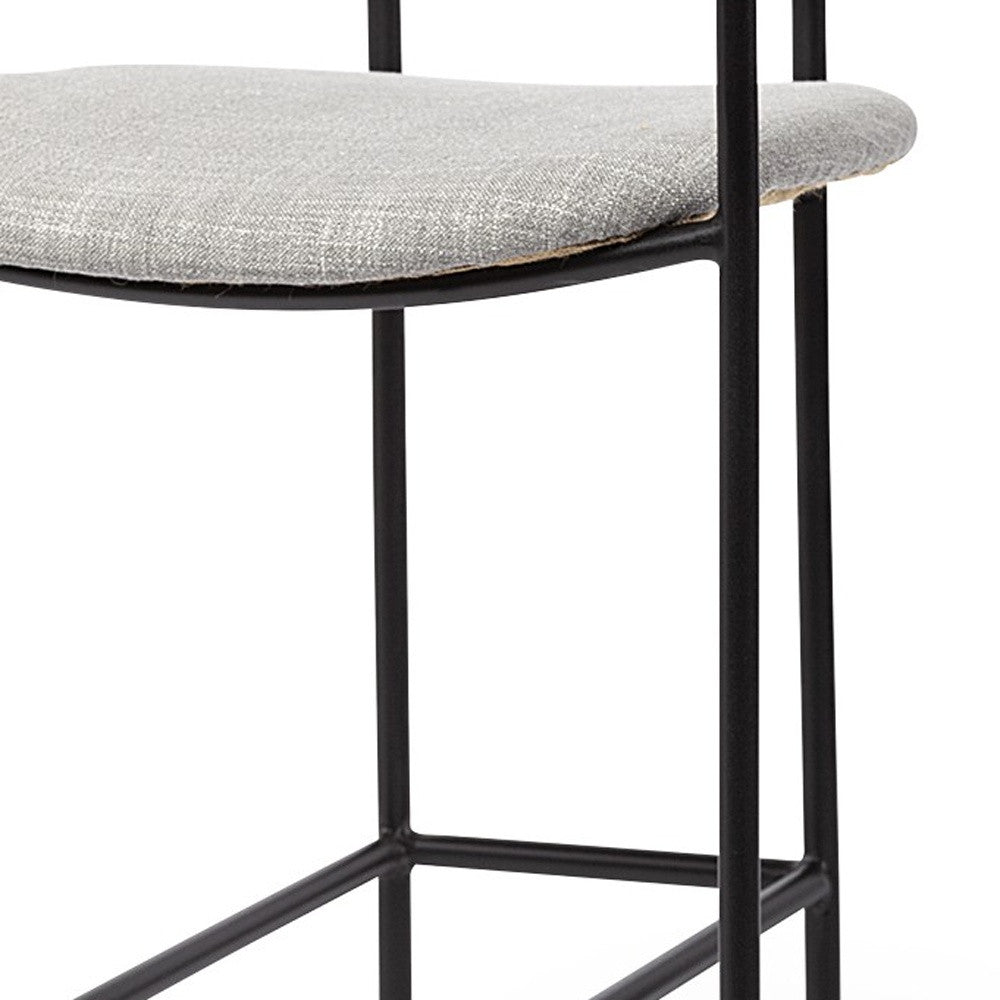 29" Gray And Black Fabric And Steel Bar Height Bar Chair
