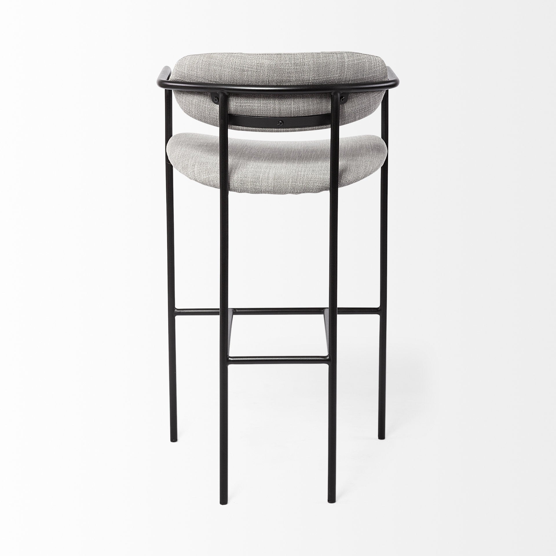 29" Gray And Black Fabric And Steel Bar Height Bar Chair