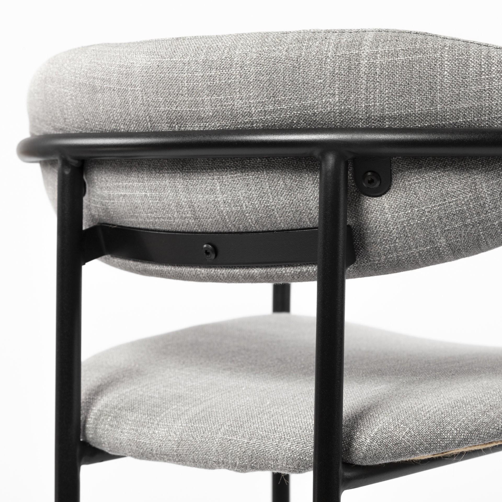 29" Gray And Black Fabric And Steel Bar Height Bar Chair