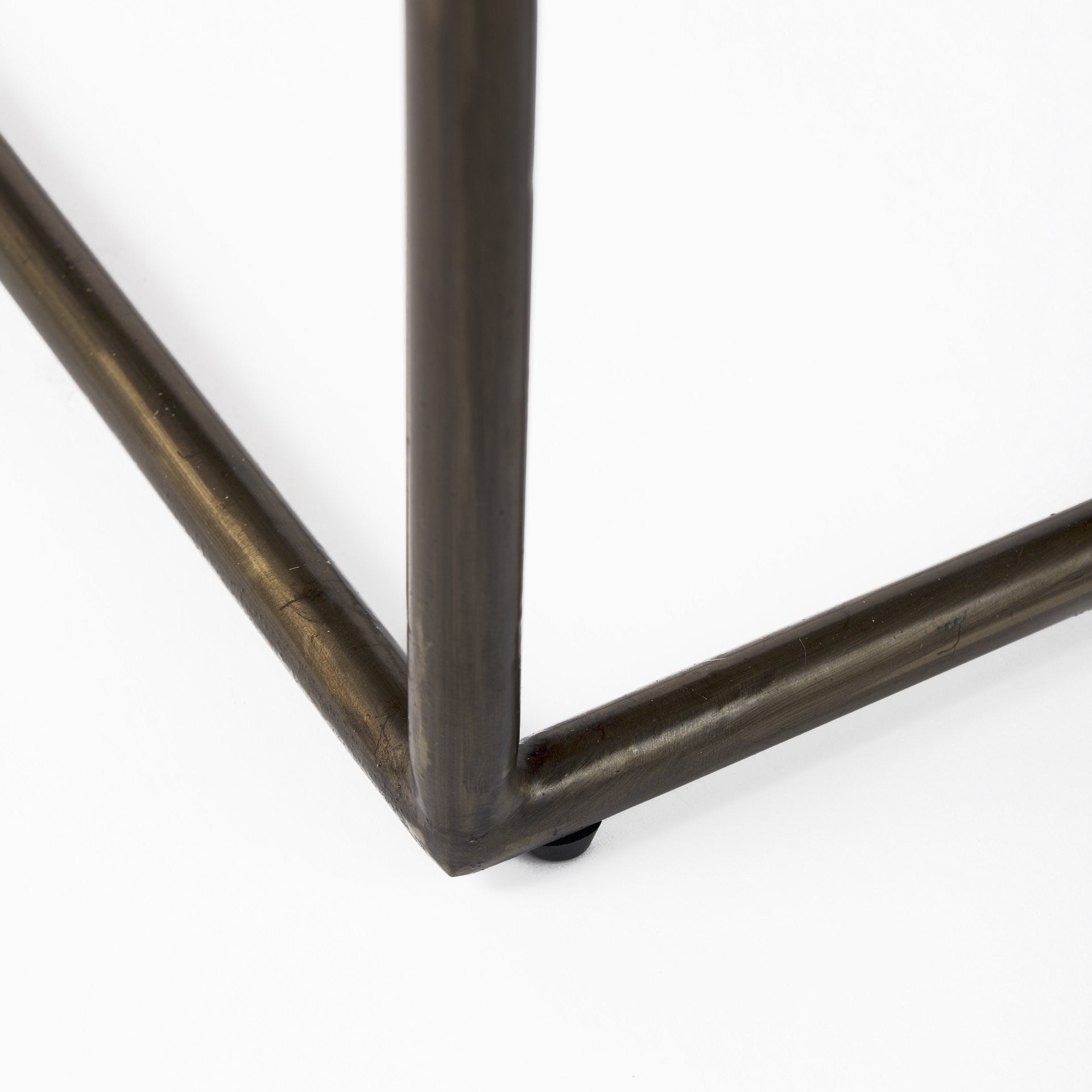 29" Black And Bronze Leather And Metal Backless Counter Height Bar Chair