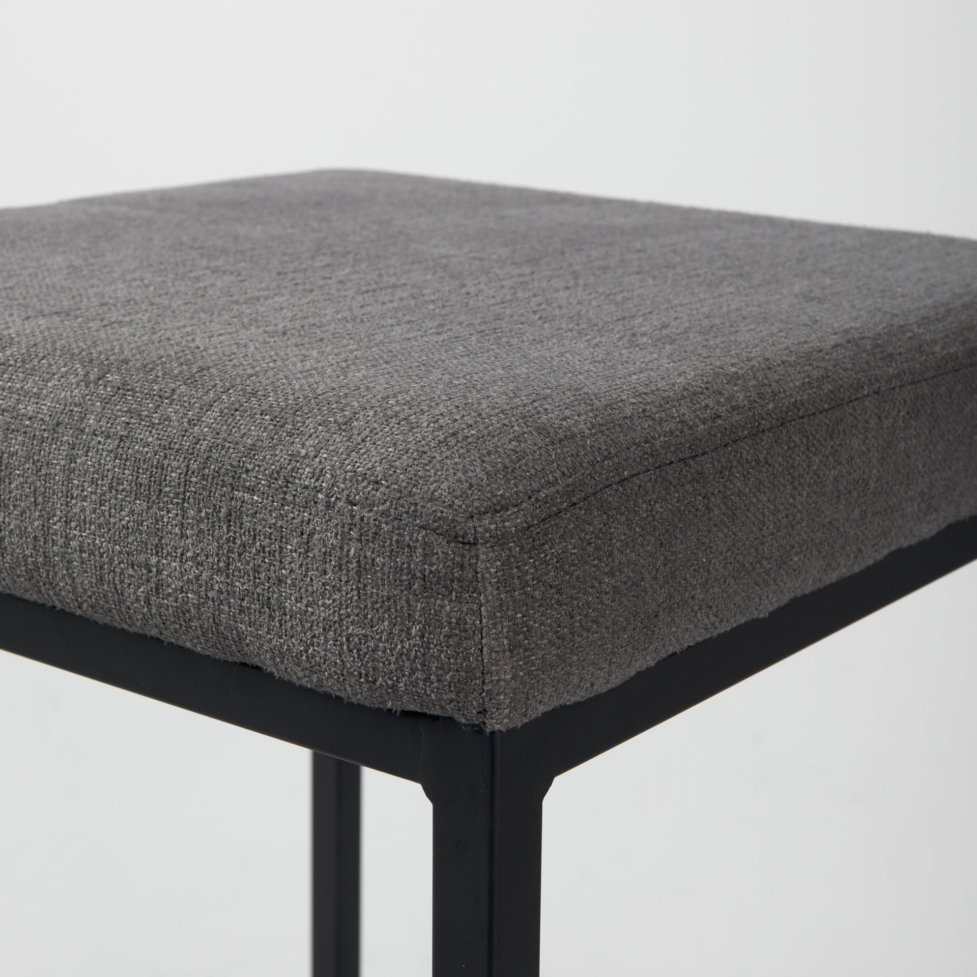 26" Gray And Black Fabric And Metal Backless Counter Height Bar Chair