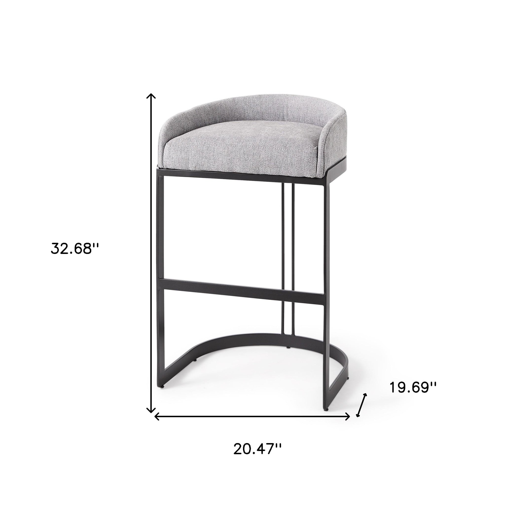 30" Gray And Black Low Back Bar Height Bar Chair