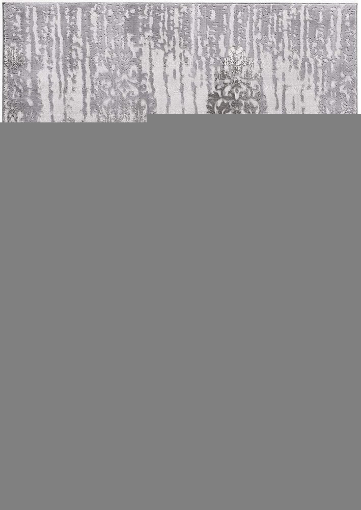 10' Gray Damask Power Loom Runner Rug