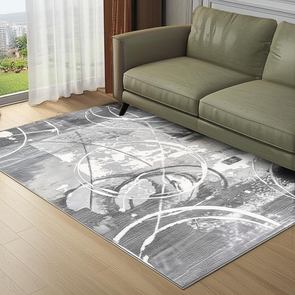 8' X 10' Gray Abstract Power Loom Area Rug