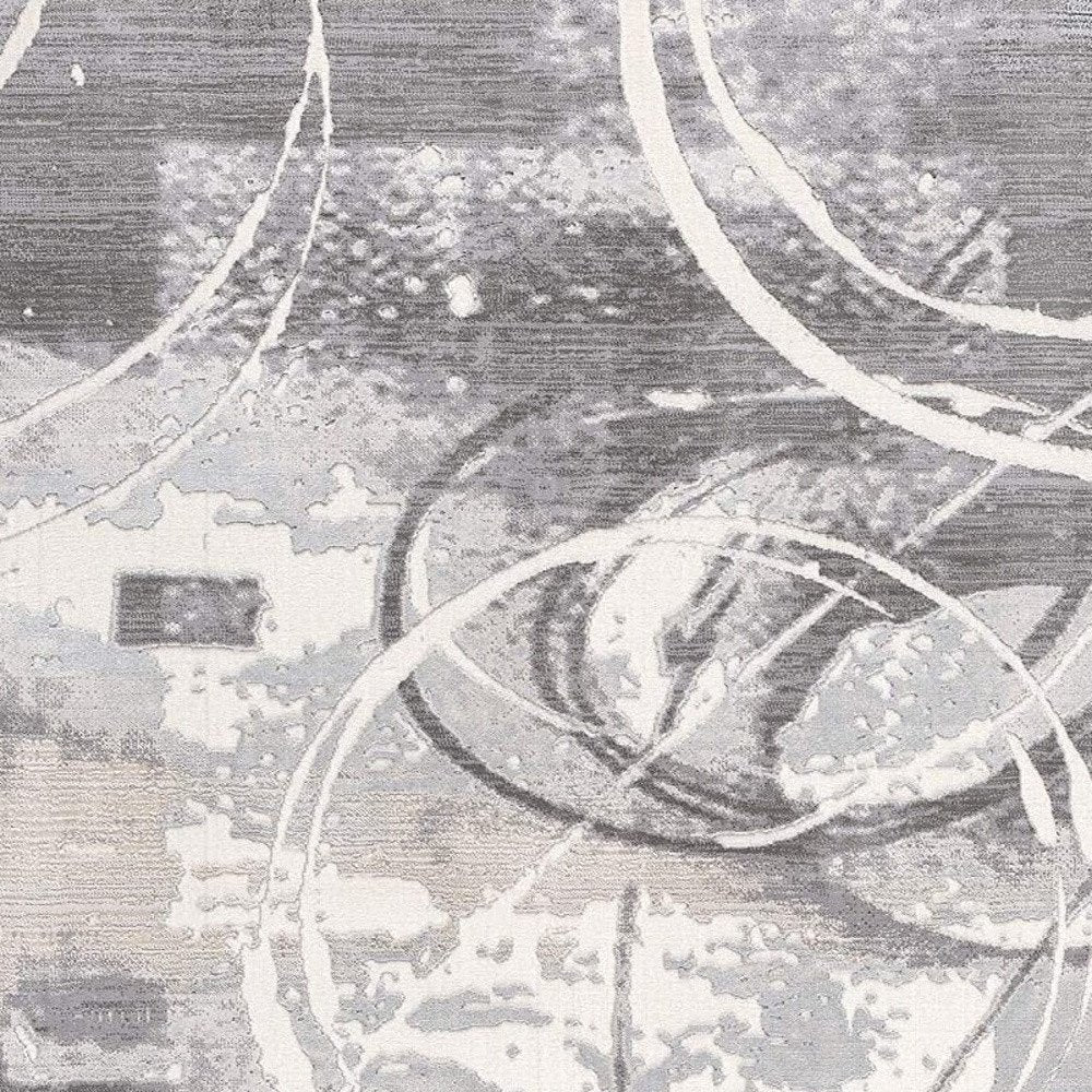 5' X 7' Gray Abstract Power Loom Area Rug