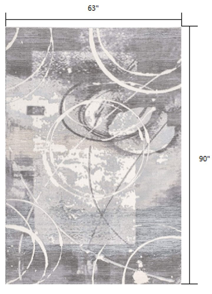 5' X 7' Gray Abstract Power Loom Area Rug