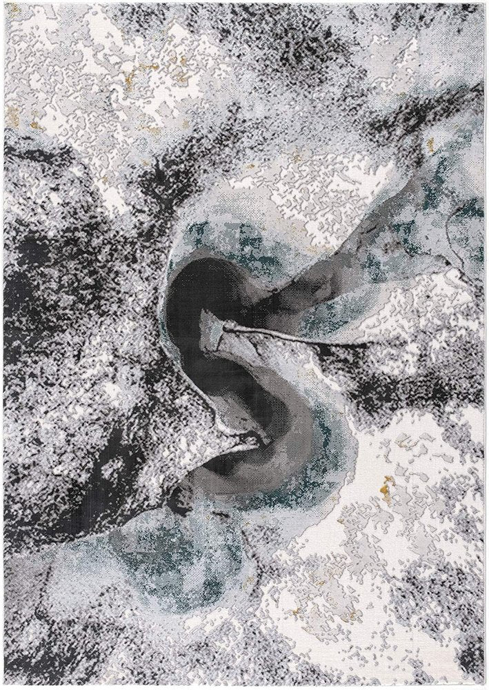 5' X 7' Gray Abstract Power Loom Area Rug