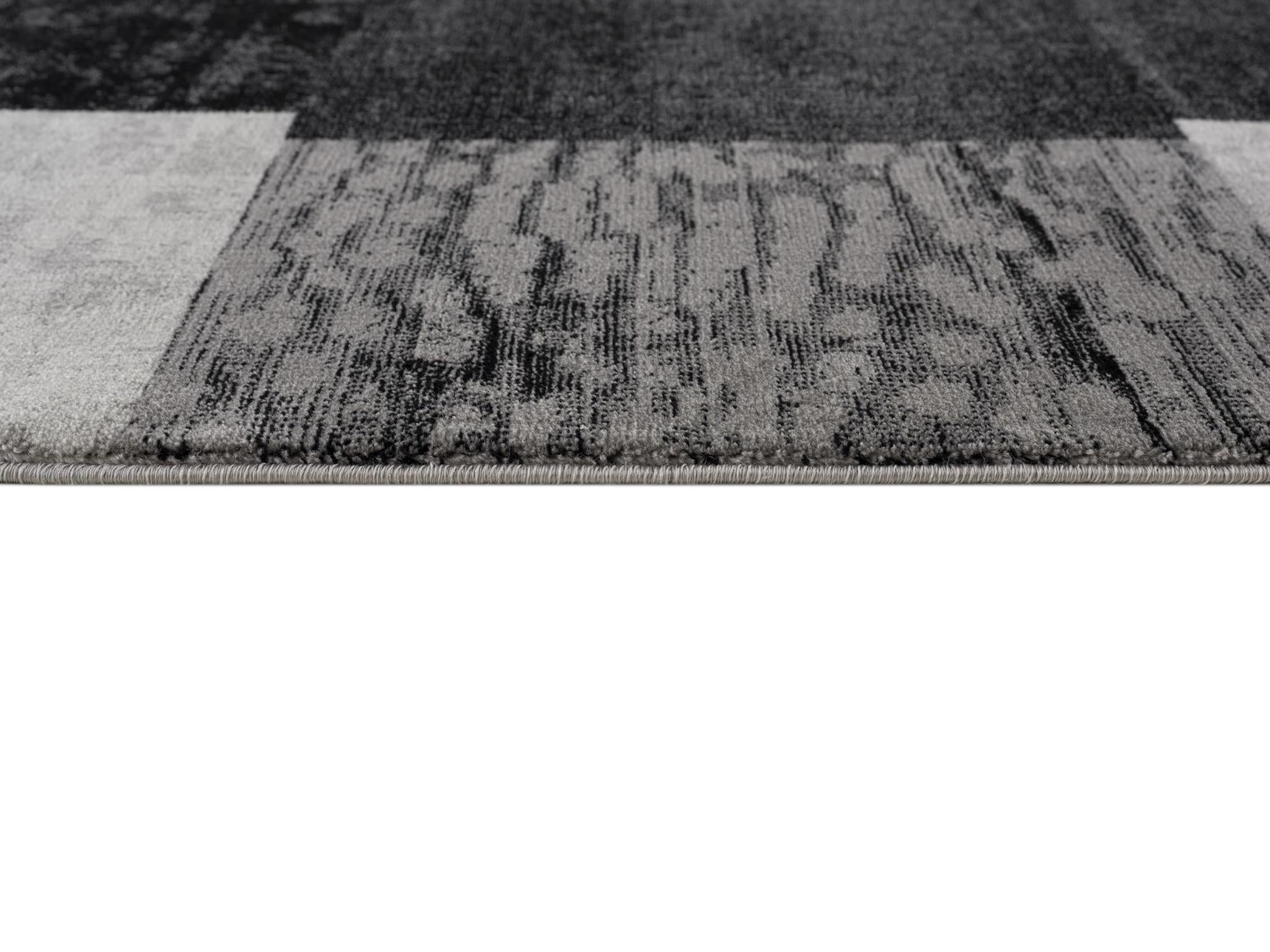 10' Gray Checkered Power Loom Runner Rug